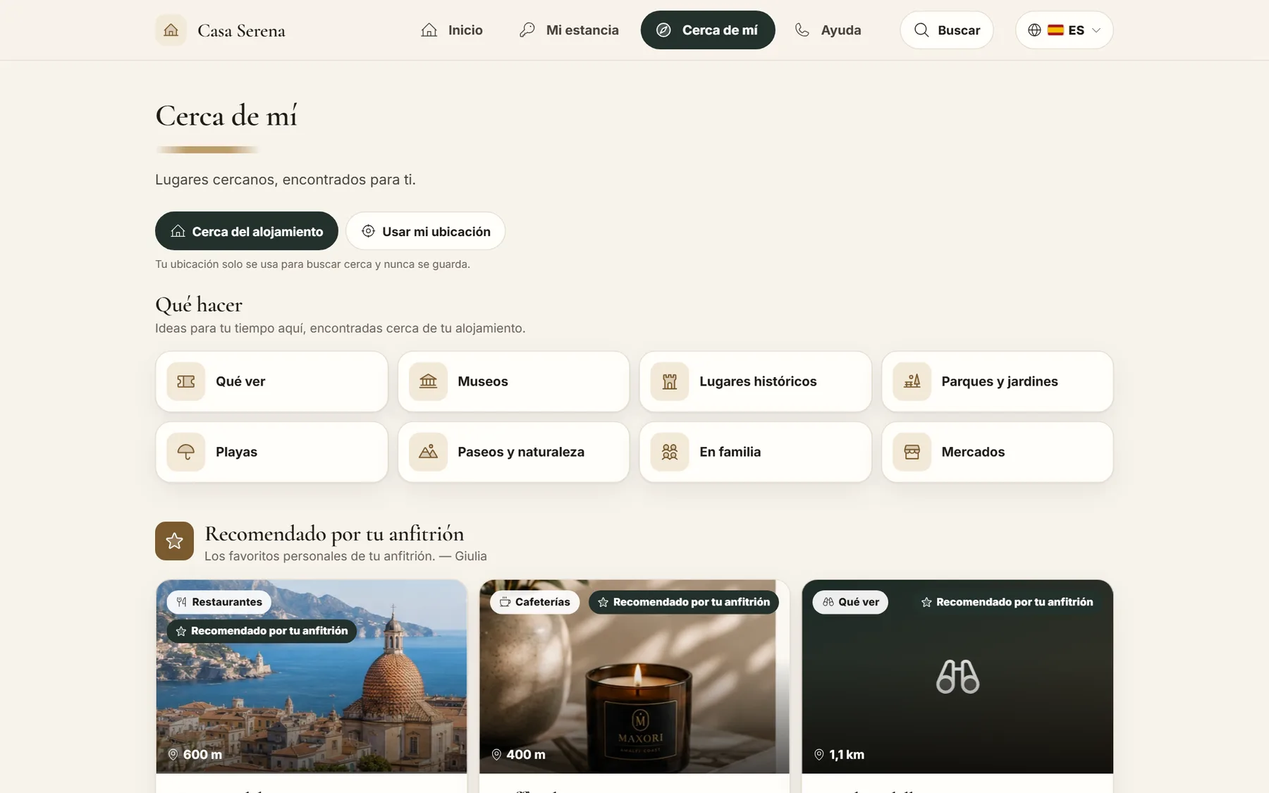MAXORI Guest Guide en el ordenador: Alrededor, con qué hacer y las recomendaciones del anfitrión