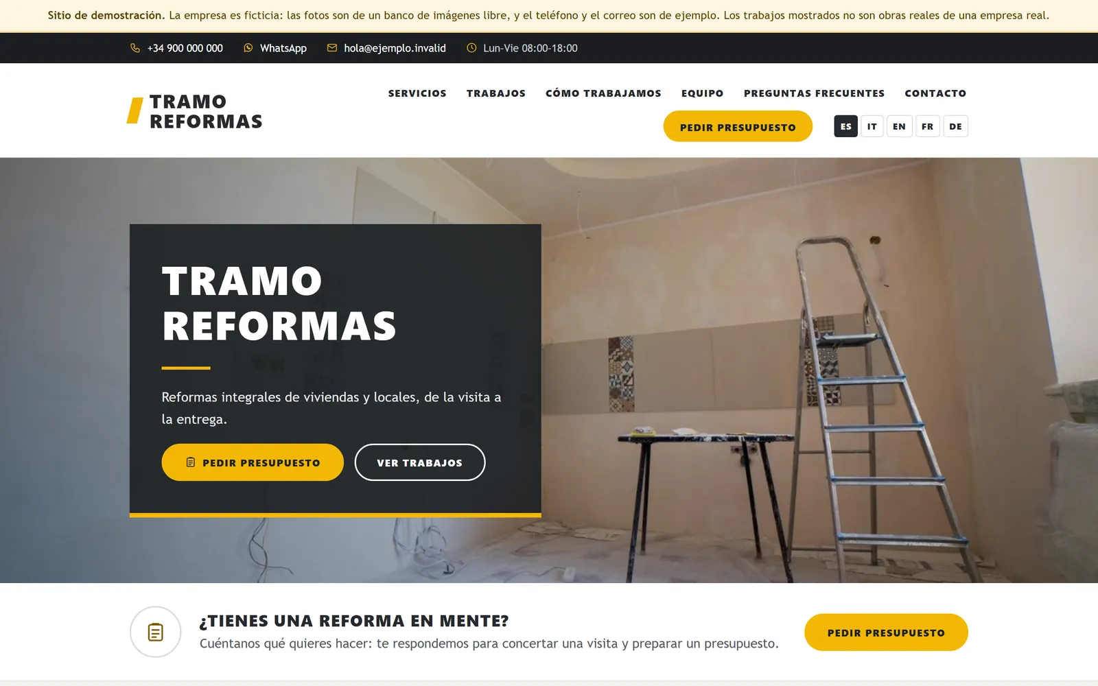 Kit de Sitio Web para Empresas de Reformas