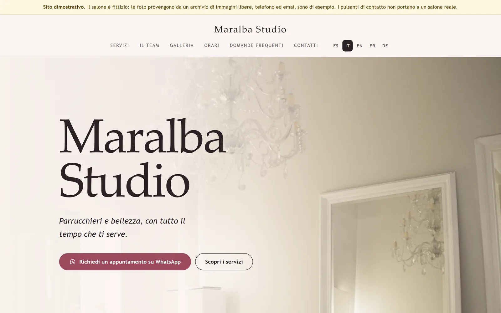 Kit Sito Web per Parrucchieri e Saloni di Bellezza
